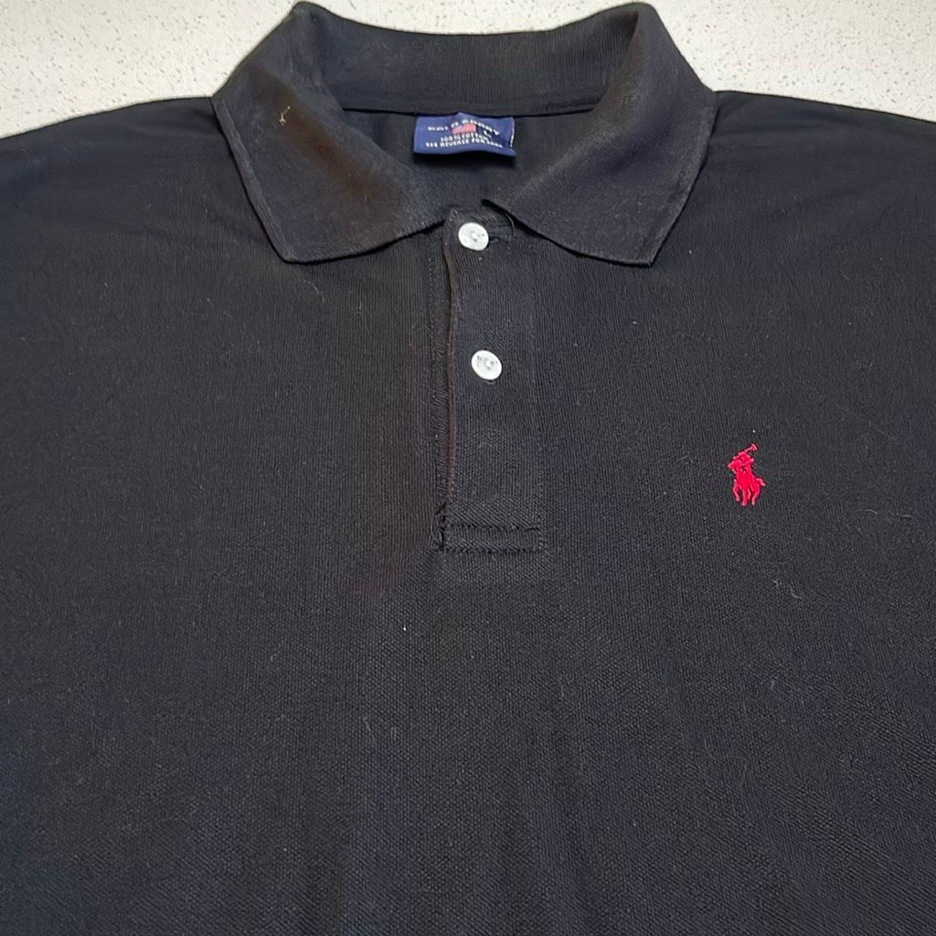 Polo Sport Ralph Lauren 100% Cotton Black Polo Shirt Mens Large